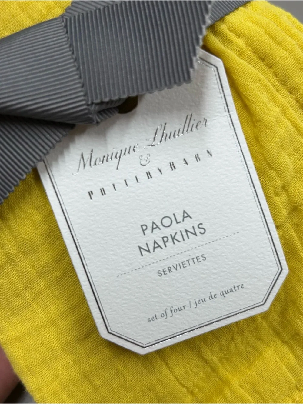 8 Monique Lhuillier Yellow Paola Textural Napkins 100% Cotton 2 Sets of 4 NWT